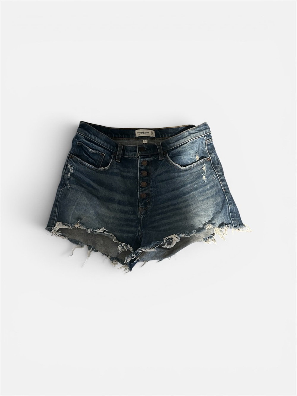 Abercrombie & Fitch Curve Love 31 Dark Blue High Rise Mom Shorts Denim Jeans 12